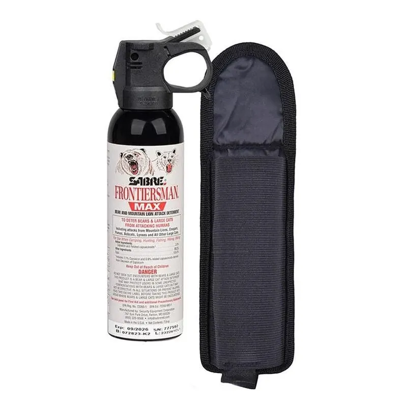 Frontiersman Max Black Nylon Bear & Mountain Lion Pepper Spray With Belt Holster – 7.9 oz