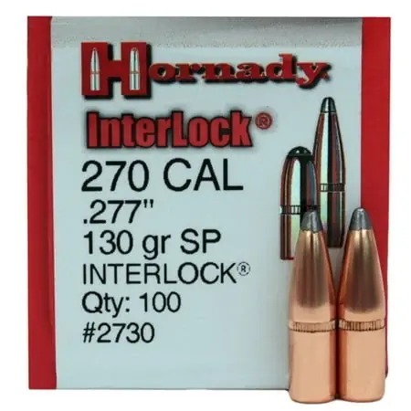 Interlock Rifle Bullets - .270 Caliber - 130 Grain - Soft Point