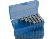 P-50 Series 50 Round Flip-top Handgun Ammo Box - Clear Blue
