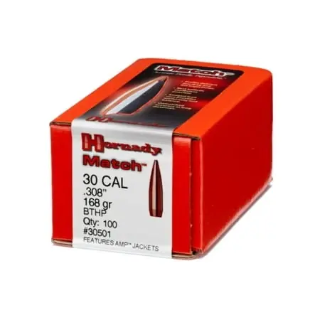 Match Bullets - .30 Caliber - 168 Grain Bthp - 100 Rounds