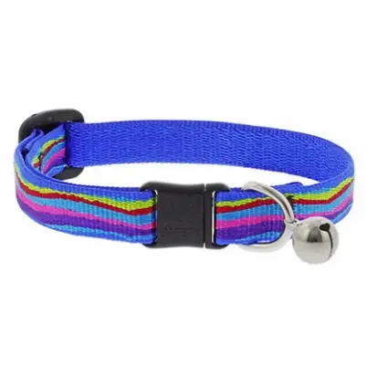 Adjustable Cat Collar With Bell, Breakaway Buckle, Ripple Creak Pattern, 1/2 X 8 - 12-in.