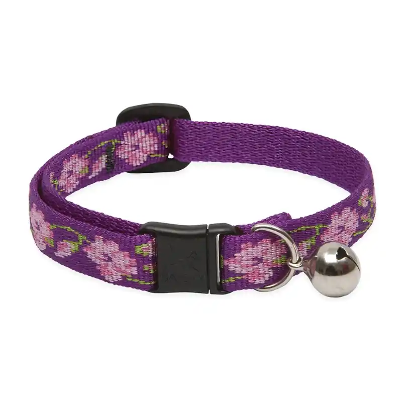 Adjustable Cat Collar With Bell, Breakaway Buckle, Rose Garden Pattern, 1/2 X 8 - 12-in.