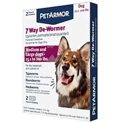 183119 Petarmor 7 Way De-wormer Dog, Small - 2 Count