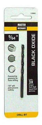 Black Oxide Drill Bits, 135 Split Point, 9/64 X 2-7/8 In.