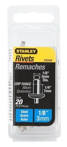 Steel Rivets 1/8 In. X 1/4 In. - Pack Of 20