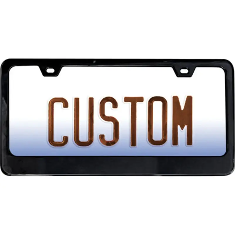 License Plate Frame With Wide Base, Black Metal