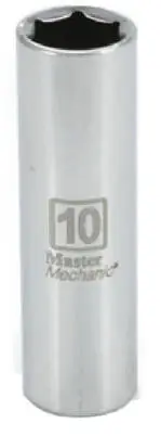 Metric Deep Well Socket, 6-point, 1/4 In. Drive, 10mm