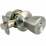 Entry Lockset, Medium Tulip-style Knob, Stainless Steel