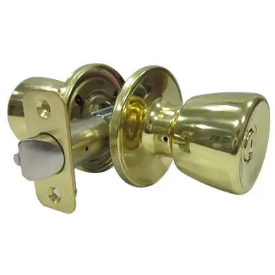 Entry Lockset, Medium Tulip-style Knob, Polished Brass