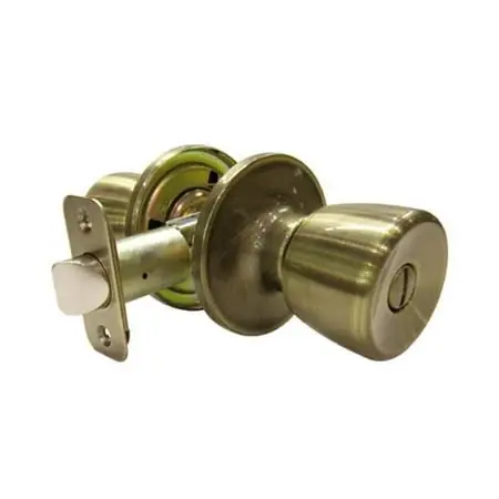 Medium Tulip-style Knob Privacy Lockset, Antique Brass