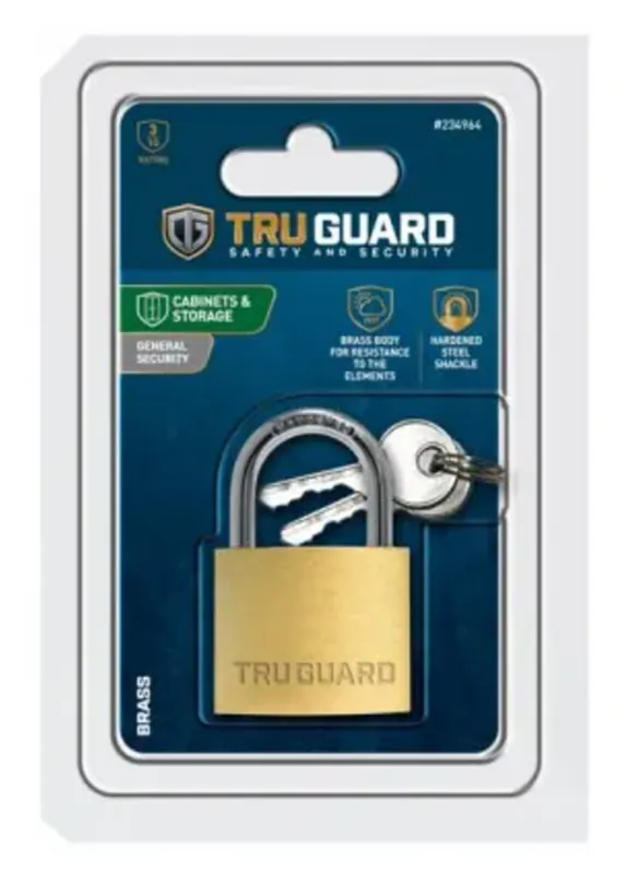 Keyed Padlock, Solid Brass, 1-9/16-in.