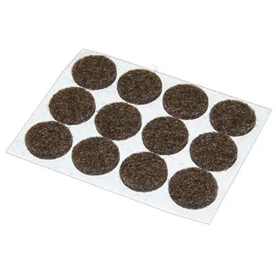 Furniture Pads, Self-adhesive, Brown Felt, Round, 1/2-in., 12-pk.