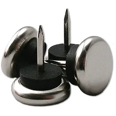 Furniture Glides, Nail-on, Cushioned, Metal Base, 7/8-in., 4-pk.