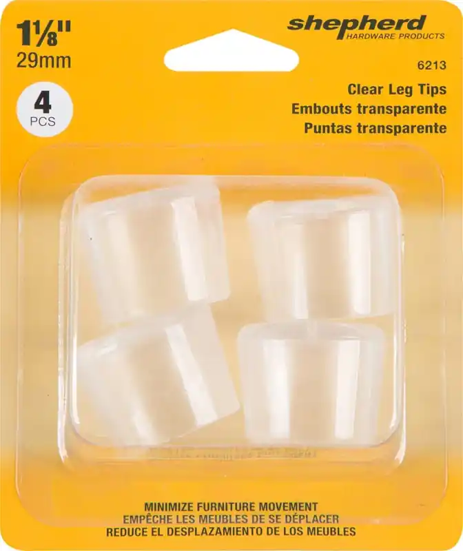 Shepherd Thermoplastic Ethylene Table/chair Leg Tip Clear Round 1-1/8 In. 31 W 4 Pk
