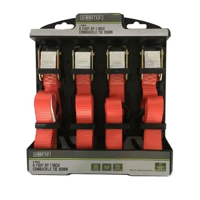 Cam Buckle Tie-downs, 6 Ft. X 1 In., 4-pk.