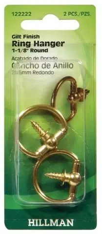 122222 1.12-inch Gilt Brass Round Screw Ring Hanger