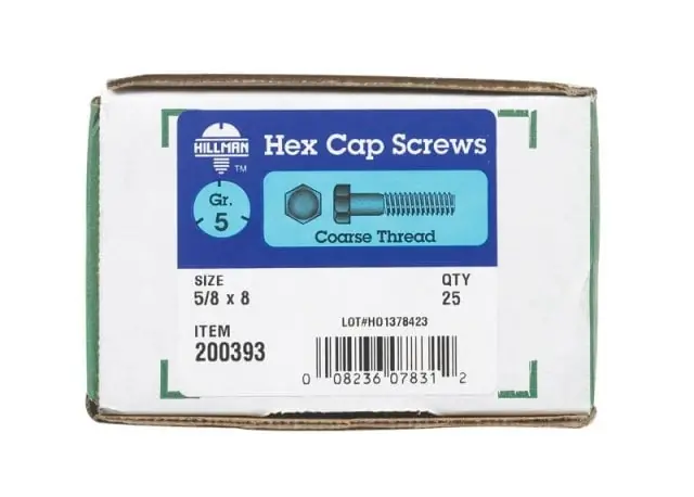 5/8 In. D X 8 In. L Heat Treated Zinc Steel Hex Head Cap Screw 1 Pk