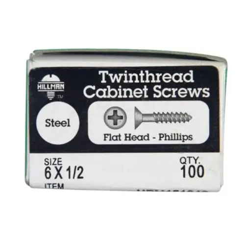 No. 6 X 1/2 In. L Phillips Black Phosphate Twin Thread Cabinet Screws 100 Pk