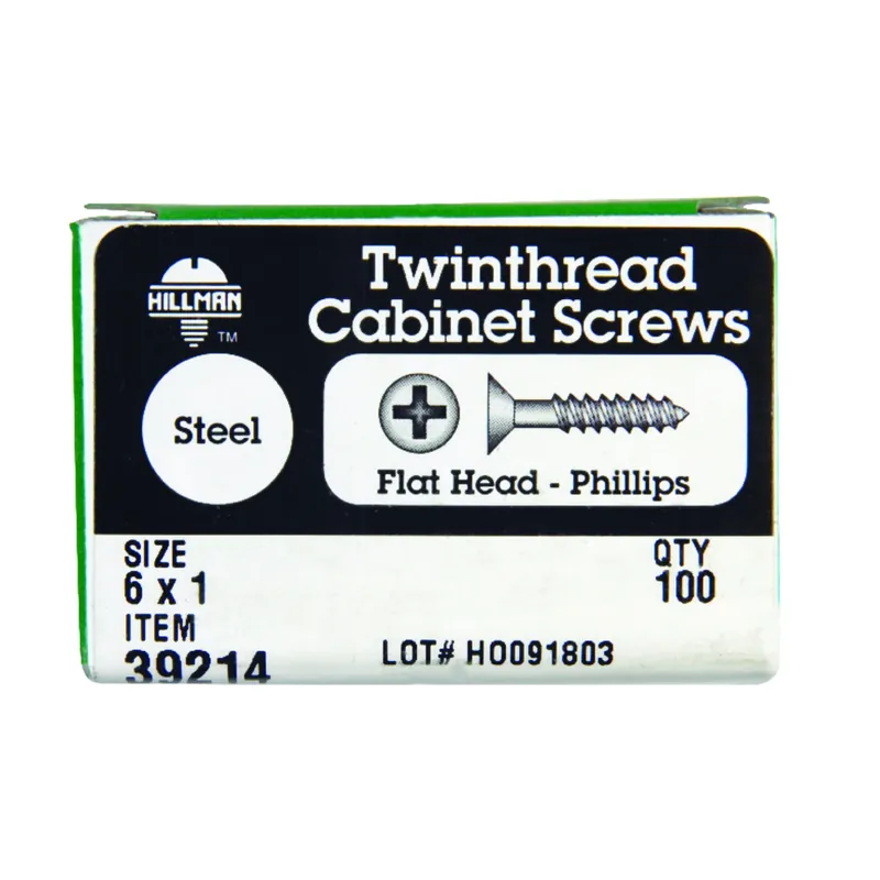 No. 6 X 1 In. L Phillips Black Phosphate Twin Thread Cabinet Screws 100 Pk