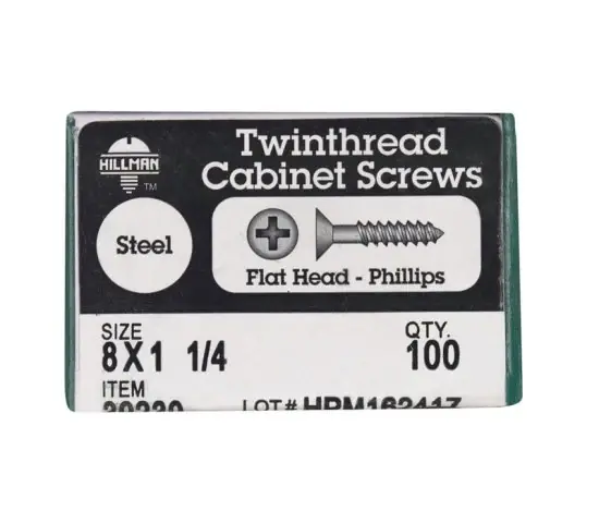 No. 8 X 1-1/4 In. L Phillips Black Phosphate Twin Thread Cabinet Screws 100 Pk