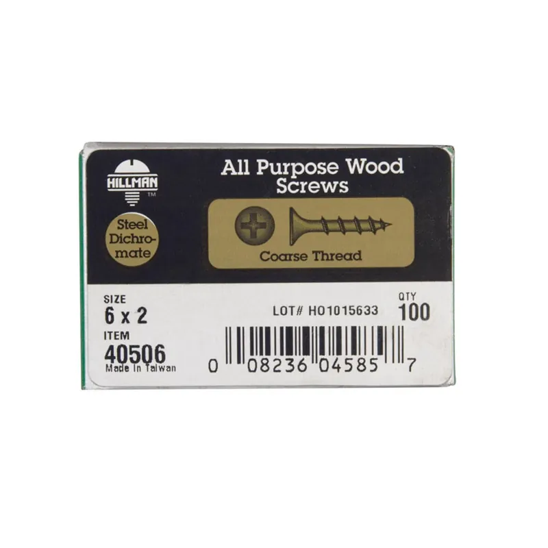 Hillman No. 6 X 2 In. L Phillips Yellow Zinc-plated Wood Screws 100 Pk