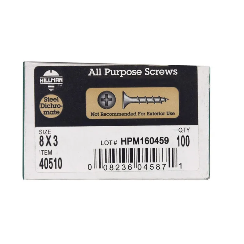No. 8 X 3 In. L Phillips Bugle Head Yellow Zinc-plated Steel Wood Screws 100 Pk