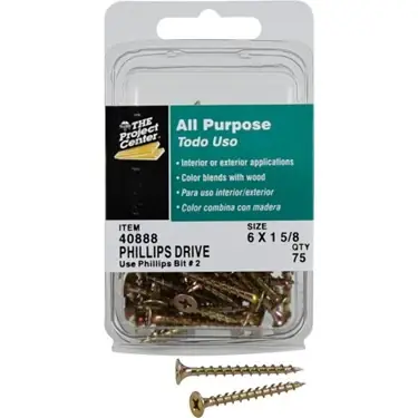 S 40888 6 X 1-5/8-inch Coarse-thread Screws With Phillips Flat Bugle Head, 75-pack