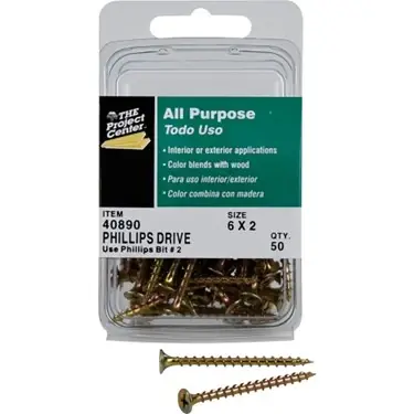 S 40890 6 X 2-inch Coarse-thread Screws With Phillips Flat Bugle Head, 50-pack
