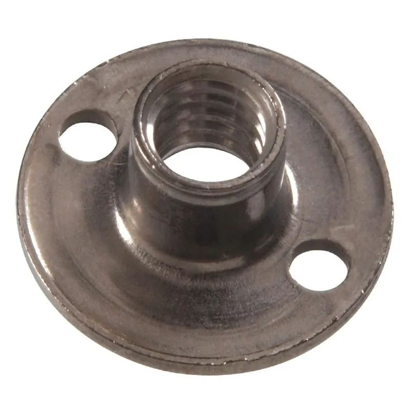 1/4 In. - 20 Tpi X 5/16 In. X 3/4 In. Stainless Steel Round Base Brad Hole Tee Nut (15-pack)