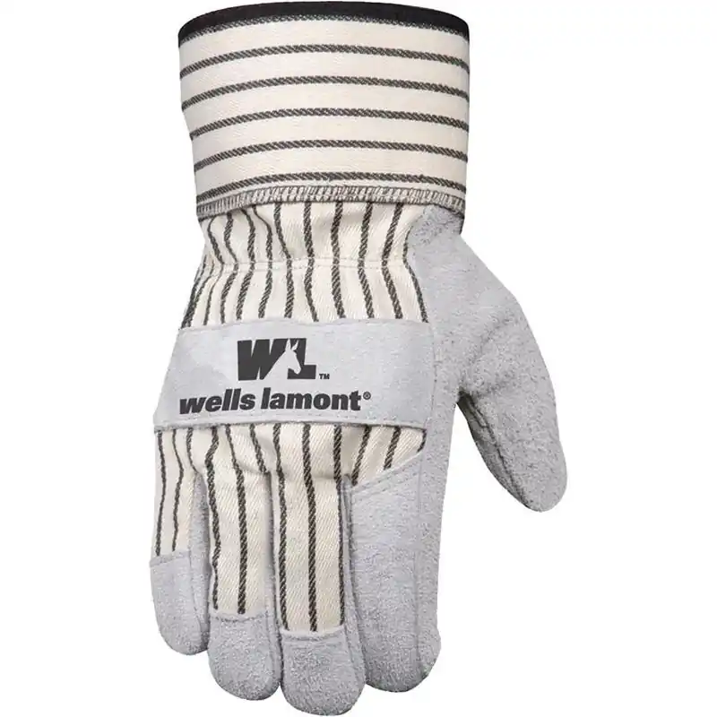 Wells lamont Men’s Split Cowhide Leather Work Gloves – Beige/white, Medium