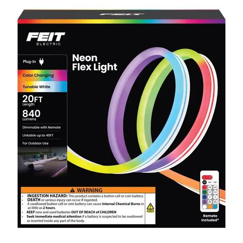 Feit 20‑foot Color‑changing Plug‑in Led Tape Light – 1 Pack