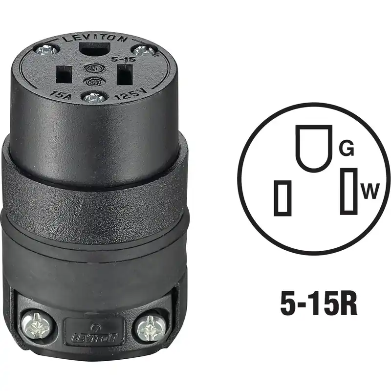 15a 125v 3-wire 2-pole Rough Use Cord Connector - Model C20-515-cr-000