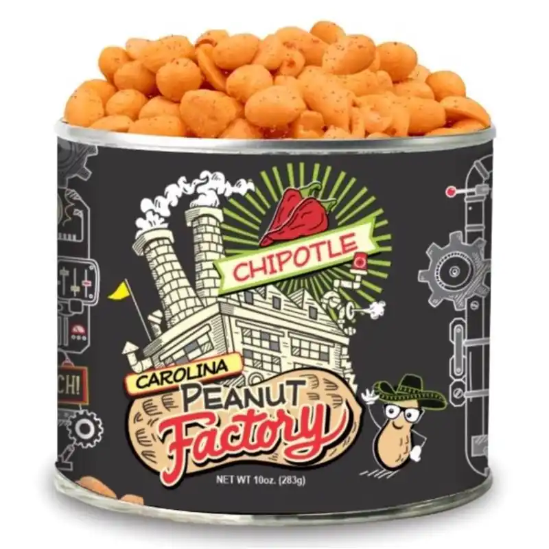 Spicy Chipotle Roasted Peanuts – 10 oz Can – 1 in 6 Snacks