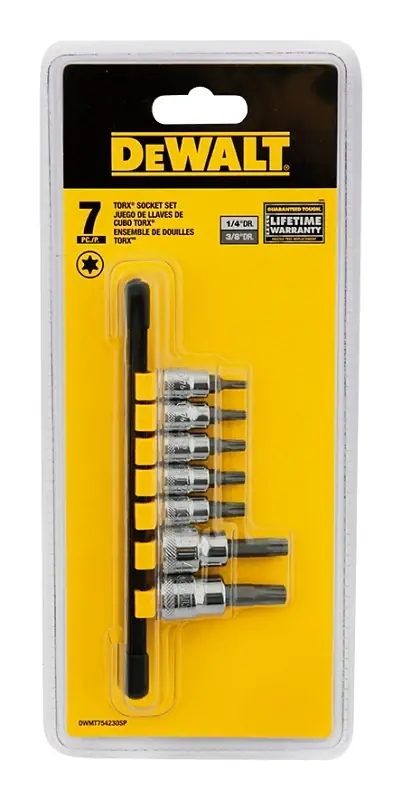 7 Piece Torx Socket Set 1/4-3/8 Inch Drive Dwmt75423osp
