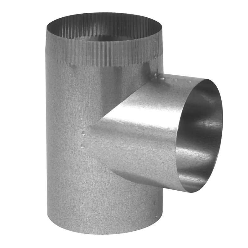 Hvac Straight Tee, Galvanized, 30 Gauge, 3 X 3 X 3 In.