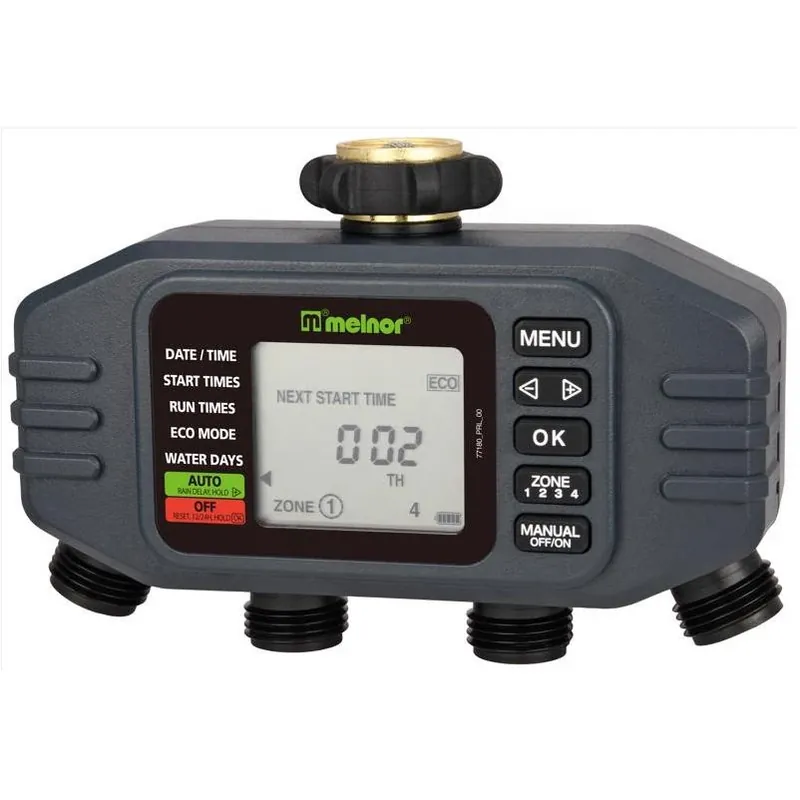 4‑zone Digital Water Timer With Battery Backup & Rain Delay