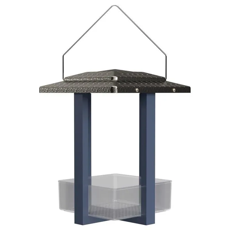 4‑cup Metal Fly‑in Hanging Bird Feeder – Black & Blue