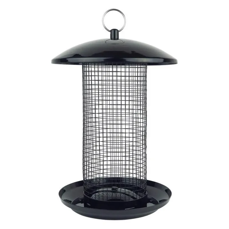 2.75‑quart Black Metal Mesh Tube Bird Feeder – Midnight Design