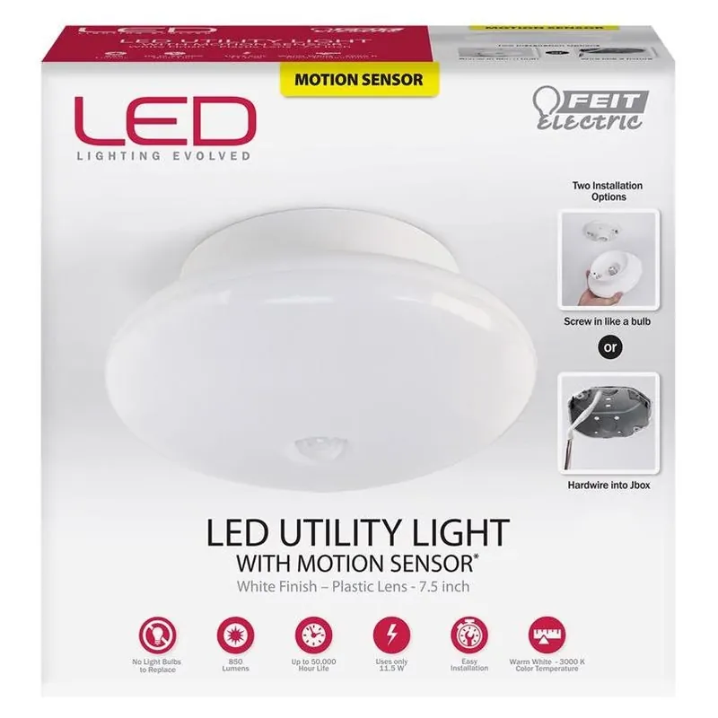 Led Utility Light With Motion Sensor, 11.5-watts