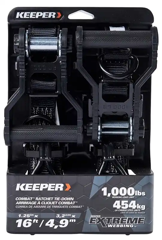 Extreme Webbing 1.25 In. W X 16 Ft. L Black Ratchet Tie Down 1000 Lb 2 Pk