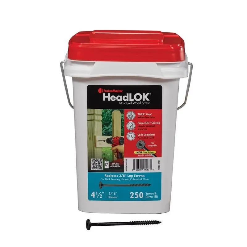 Headlok 4.5" Coarse Torx T30 Structural Wood Screws – 250‑piece Bucket