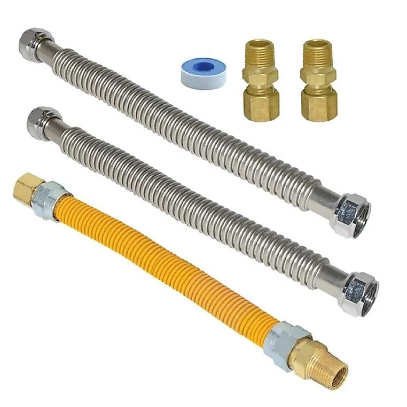 Stainless Steel Gas Water Heater Installation Kit – Compact 1.77" h × 23.03" l × 7.68" w