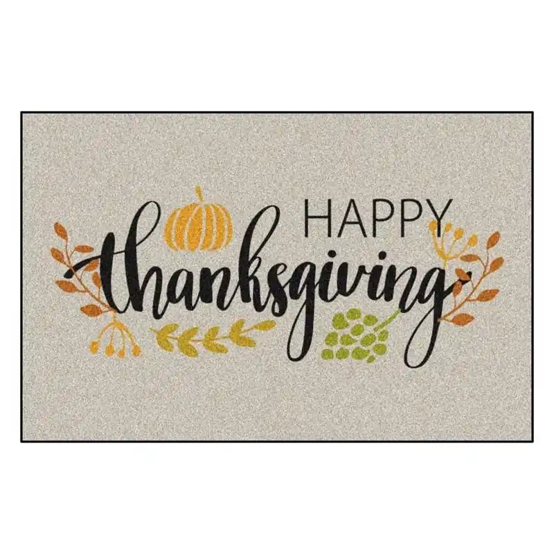 30" X 20" Multi‑color Happy Thanksgiving Nylon Door Mat – Indoor Nonslip Rug