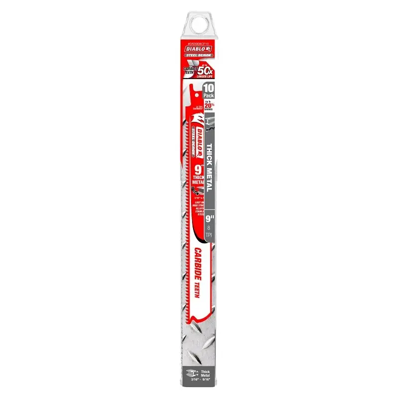Steel Demon 9 In. Carbide Tipped Thick Metal Reciprocating Saw Blade 8 Tpi 10 Pk