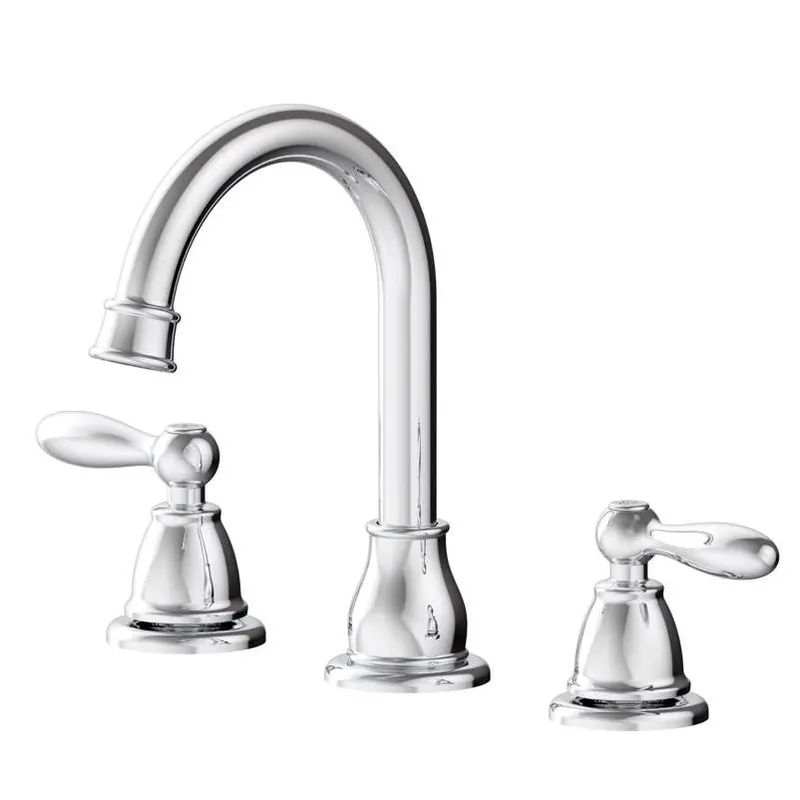 Jennifer Chrome Traditional Widespread Bathroom Faucet – 8‑inch High‑arc Lever