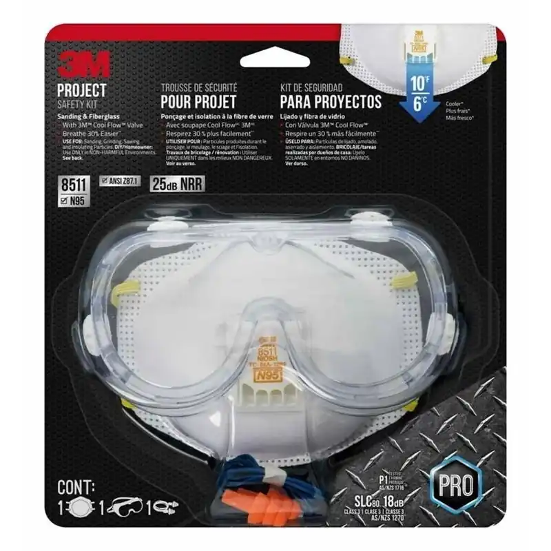 White Disposable Sanding & Fiberglass Respirator Kit – 3‑piece Supply Set