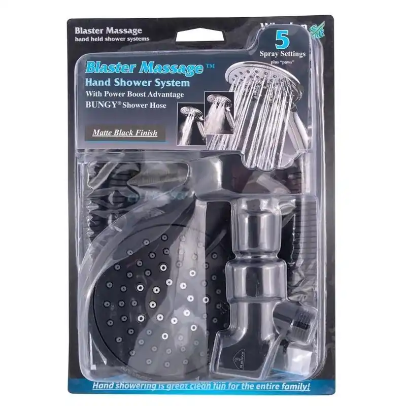 Blaster Massage Handheld Showerhead – Matte Black, 5 Spray Modes, 2.5 gpm