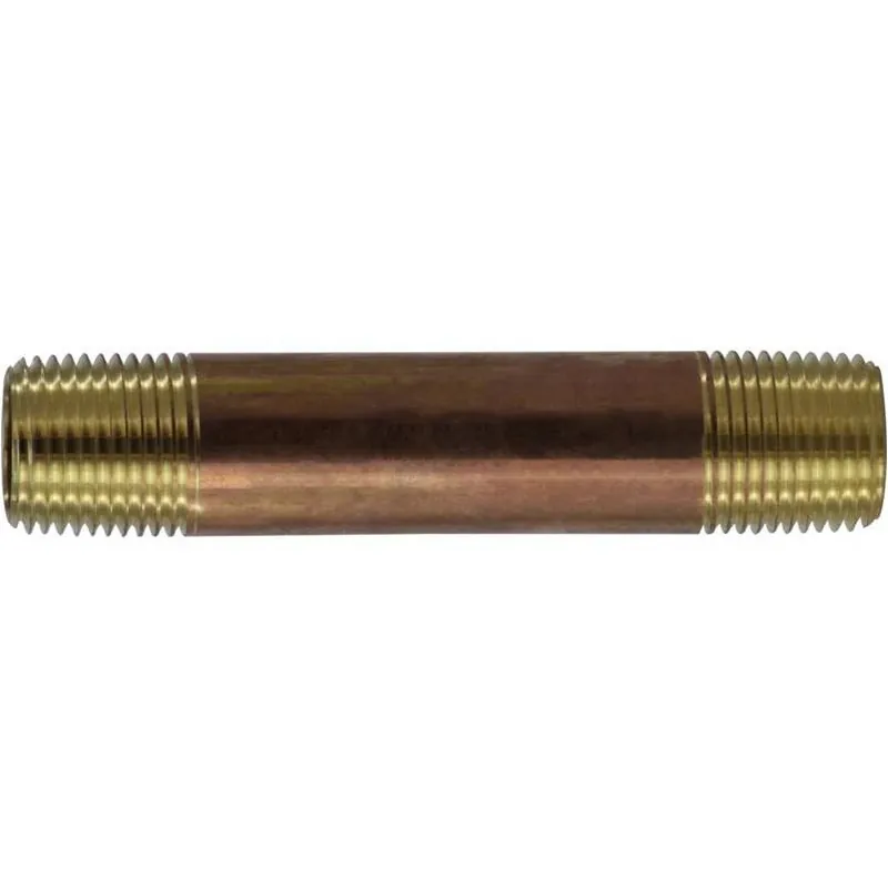 1/2" Red Brass Mpt Close Nipple – 0.87" Lead‑free Fitting