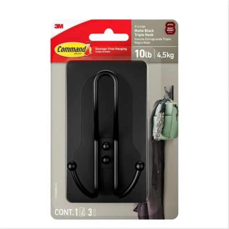 Matte Plastic Triple Adhesive Hook – Heavy‑duty Wall Organizer (1‑pack)