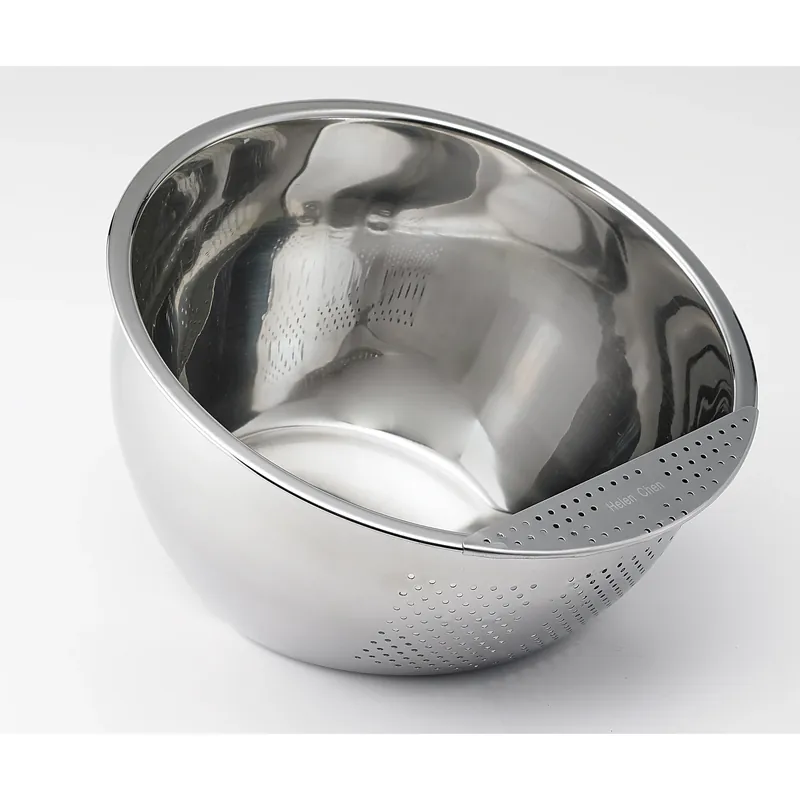 Helens Asian Kitchen Silver Stainless Steel Rice Washing Bowl 3 Qt